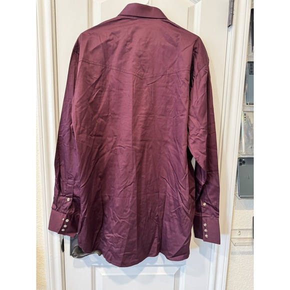 Schaefer Outfitter Western Shirt XL Tall Snap Front Burgundy Pearl Snaps - Picture 5 of 5